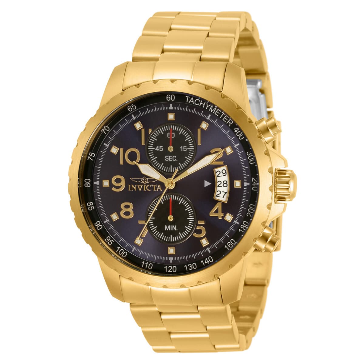 Invicta Specialty Men's quartz chronograph blue dial watch- 45mm, Gold 13785 - Thumbnail 3