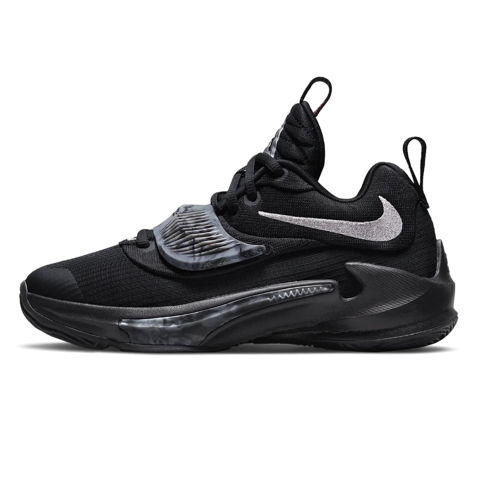 Nike Zoom Freak 3 Grade-School Black Mettalic Silver Basketball Size 6Y - Thumbnail 3