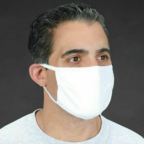 5 Pack Breathable Hanes White Soft Cotton Reusable Protective Face Mask Cover - Thumbnail 2