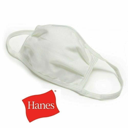 5 Pack Breathable Hanes White Soft Cotton Reusable Protective Face Mask Cover - Thumbnail 5