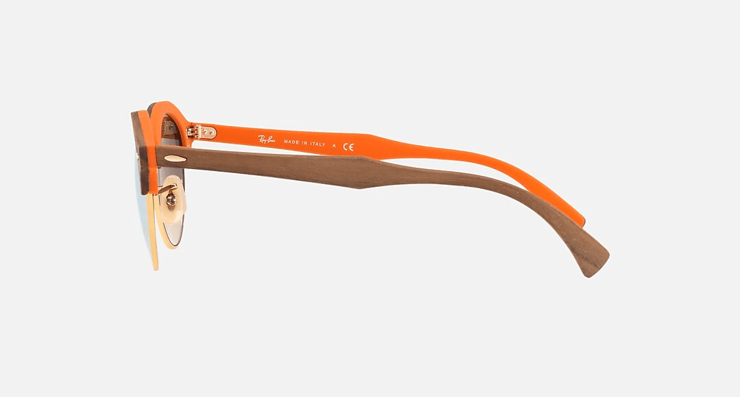 Ray-Ban CLUBROUND WOOD 0RB4246M Gradient Brown/Mirror Pink One Size 51-19-145 - Thumbnail 6