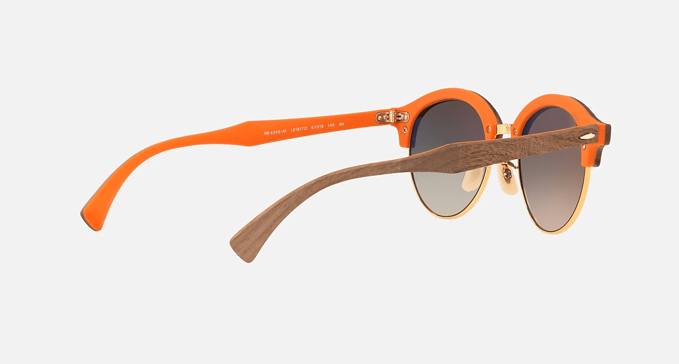 Ray-Ban CLUBROUND WOOD 0RB4246M Gradient Brown/Mirror Pink One Size 51-19-145 - Thumbnail 5