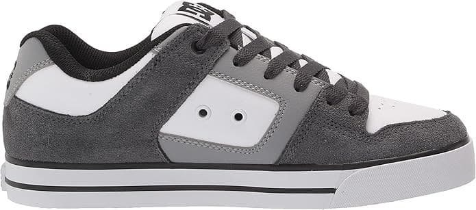 DC Men's Pure Casual Low Top Skate Shoe, Grey/Grey/White, 11.5 M - Thumbnail 2