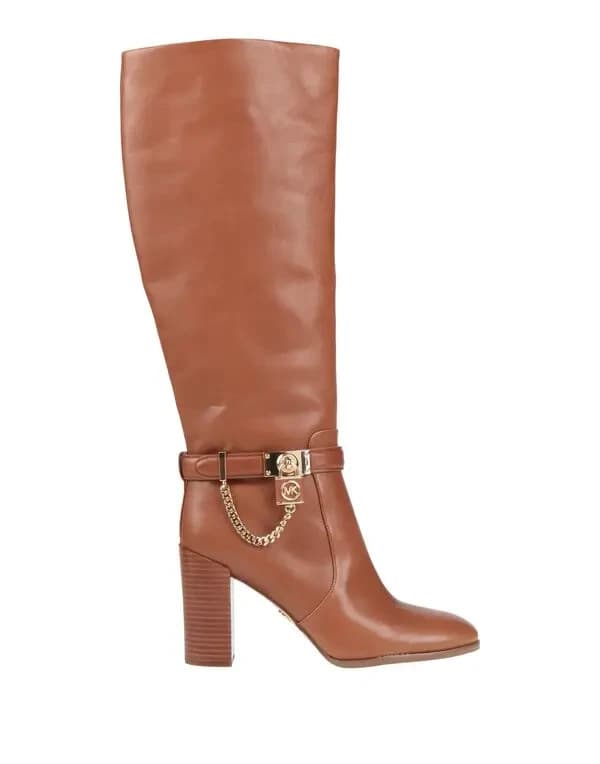 MICHAEL Michael Kors HAMILTON Embellished Leather Boot Heel Shoe Luggage 8 M - Thumbnail 4
