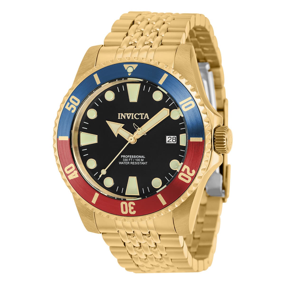 Invicta Prodiver 44mm Black Dial Quartz Automatic Stainless Gold Watch - Image 1