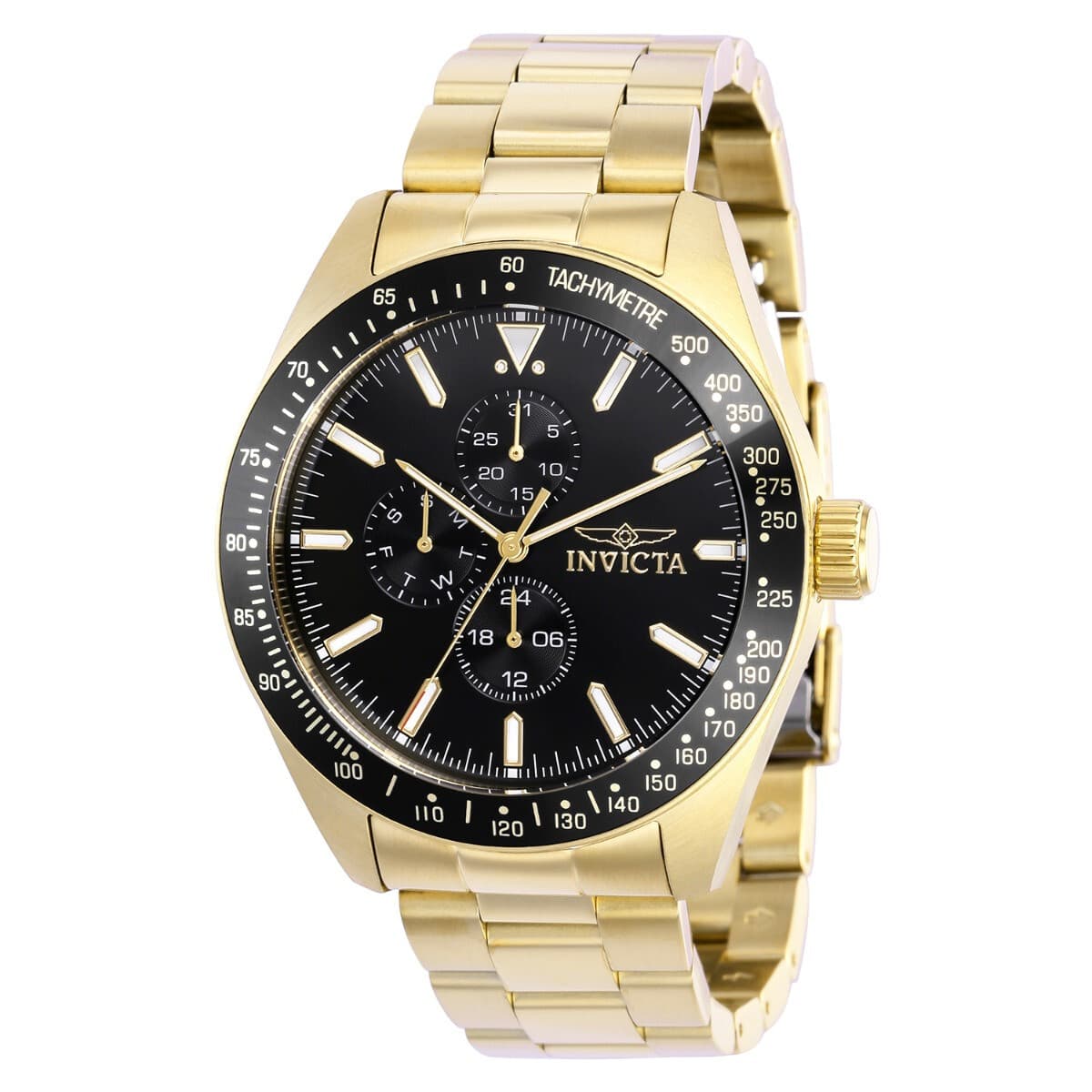 Invicta Men's Aviator Quartz Black Dial Gold-Tone Stainless Steel Watch - Image 1