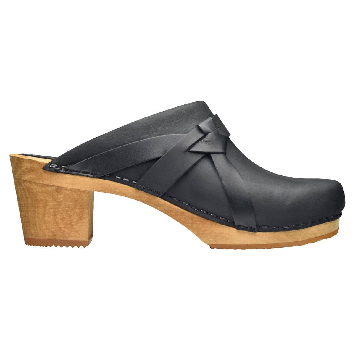 Sanita Women's Clog Manuella Wooden Oiled Leather Black Shoes SZ 9.5-10 US 40 EU - Thumbnail 3