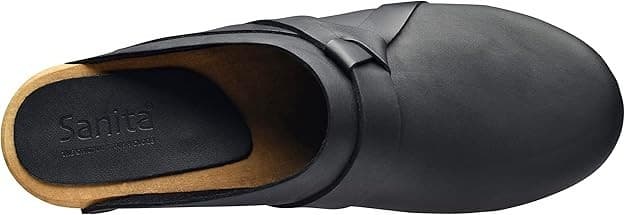 Sanita Women's Clog Manuella Wooden Oiled Leather Black Shoes SZ 9.5-10 US 40 EU - Thumbnail 6