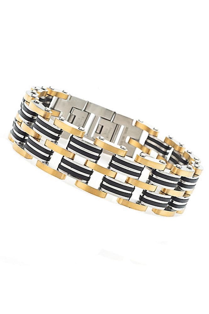 Invicta Elements Men's Bracelet, Black, Gold, Steel 30342 NEW - Thumbnail 2