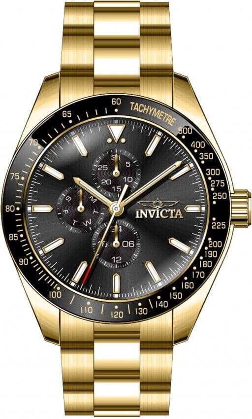 Invicta Men's Aviator Quartz Black Dial Gold-Tone Stainless Steel Watch - Thumbnail 2