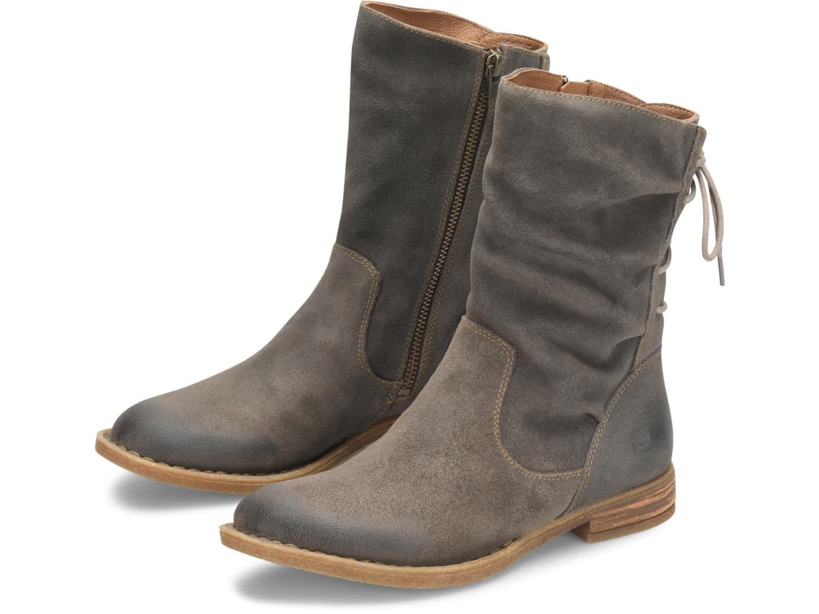 Born Shasta Corset women's boots Dark Grey Leather Suede Size 8.5 M - Image 1