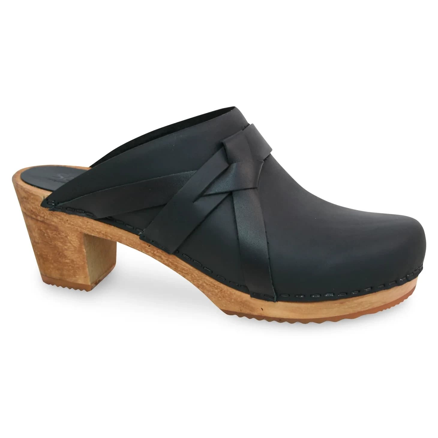 Sanita Women's Clog Manuella Wooden Oiled Leather Black Shoes SZ 9.5-10 US 40 EU - Thumbnail 4