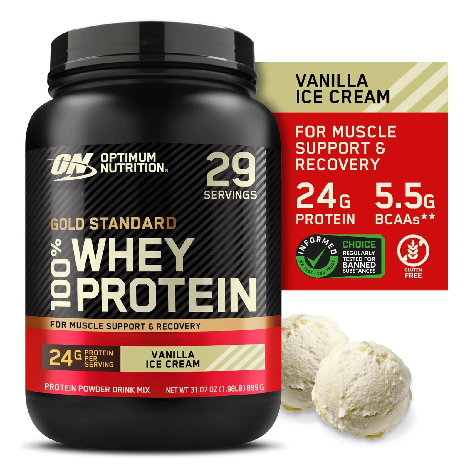 OPTIMUM NUTRITION GOLD STANDARD 100% WHEY PROTEIN 2LB Muscle Support & Recovery - Thumbnail 2