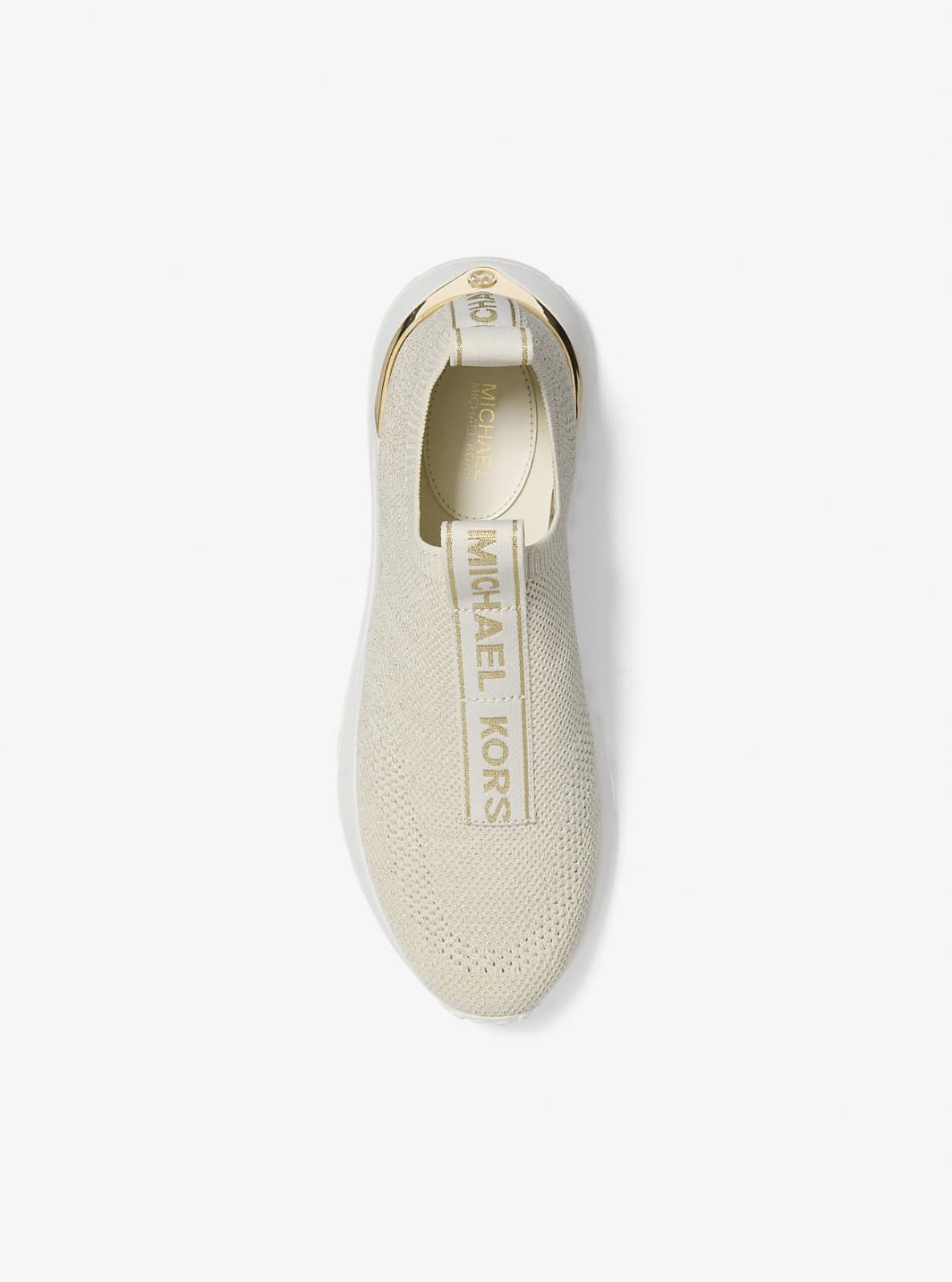 MICHAEL KORS women Bodie Knit Slip-On Sneaker stretched fabric Pale Gold 9 M - Thumbnail 4
