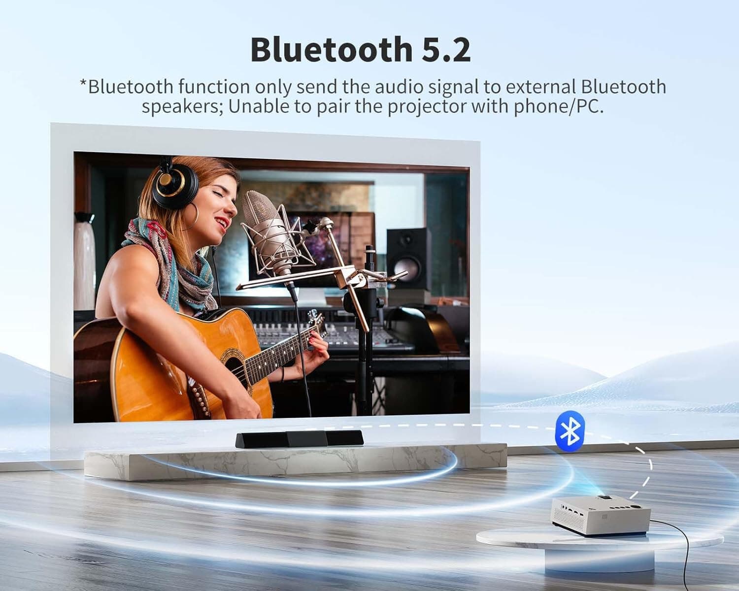 9500 Lumens Projector with 5G WiFi & Bluetooth, Native 1080P, 4K Support - Thumbnail 2