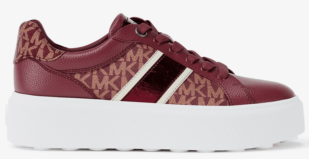MICHAEL KORS ROMEY SIGNATURE LOGO PLATFORM SNEAKER CHERRY 8.5 NEW - Thumbnail 2