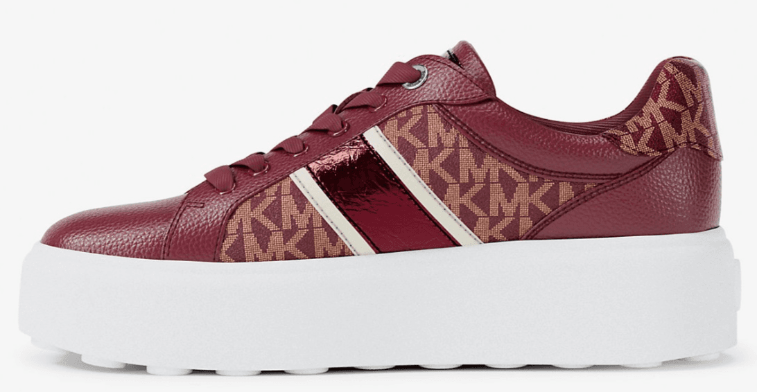 MICHAEL KORS ROMEY SIGNATURE LOGO PLATFORM SNEAKER CHERRY 8.5 NEW - Thumbnail 3