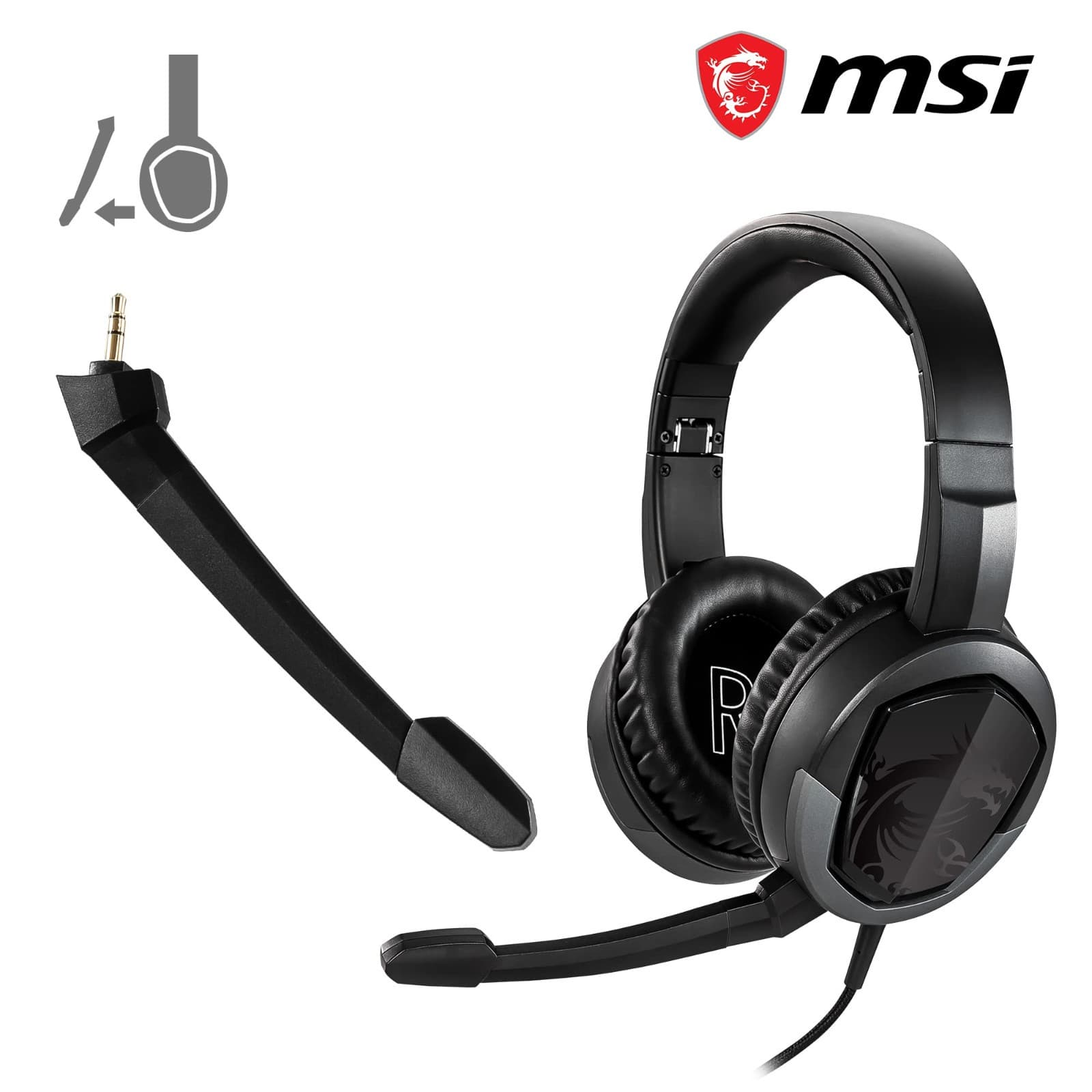 MSI GH30 V2 Detachable Mic Lightweight Foldable Gaming Headphones Headset - Thumbnail 3