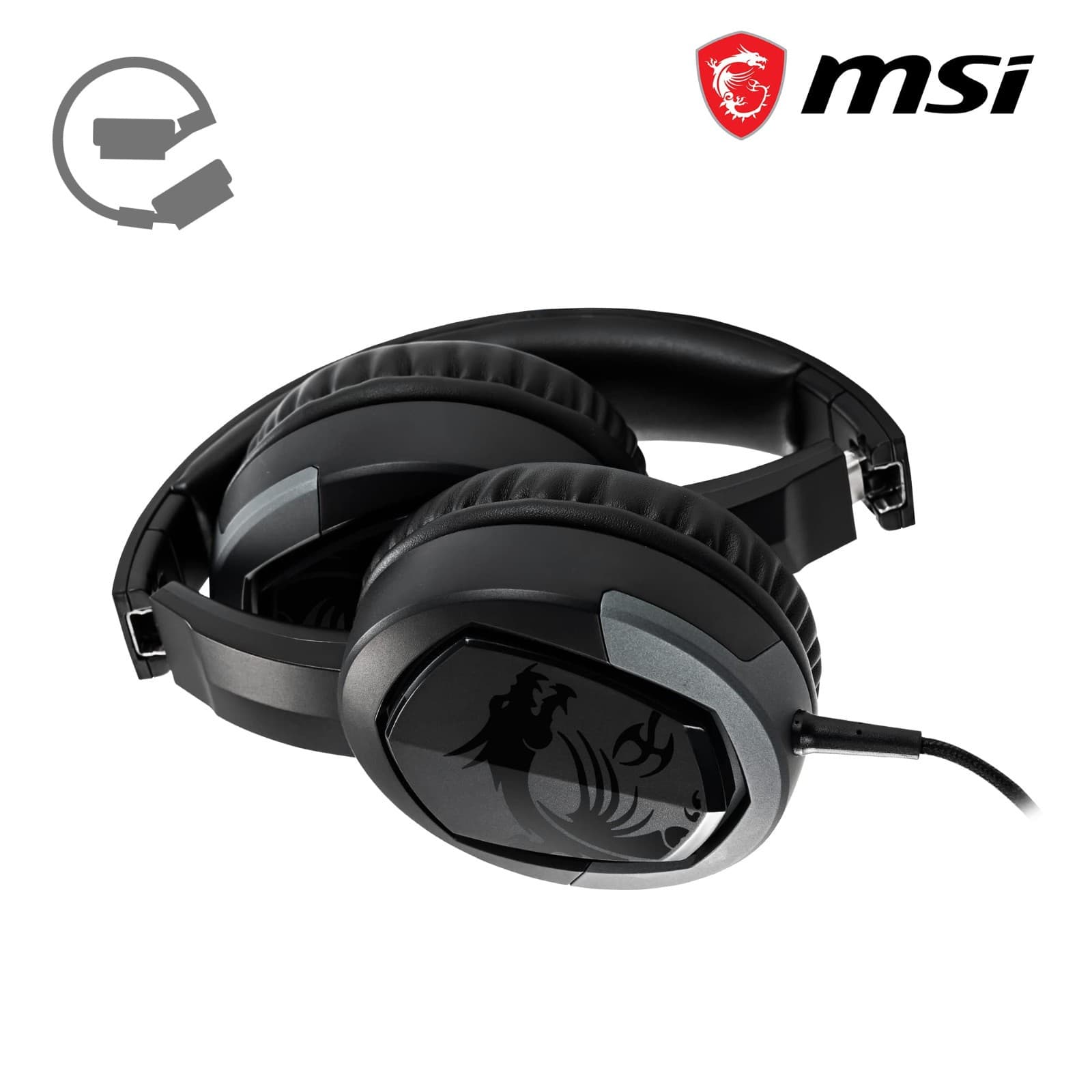MSI GH30 V2 Detachable Mic Lightweight Foldable Gaming Headphones Headset - Thumbnail 5