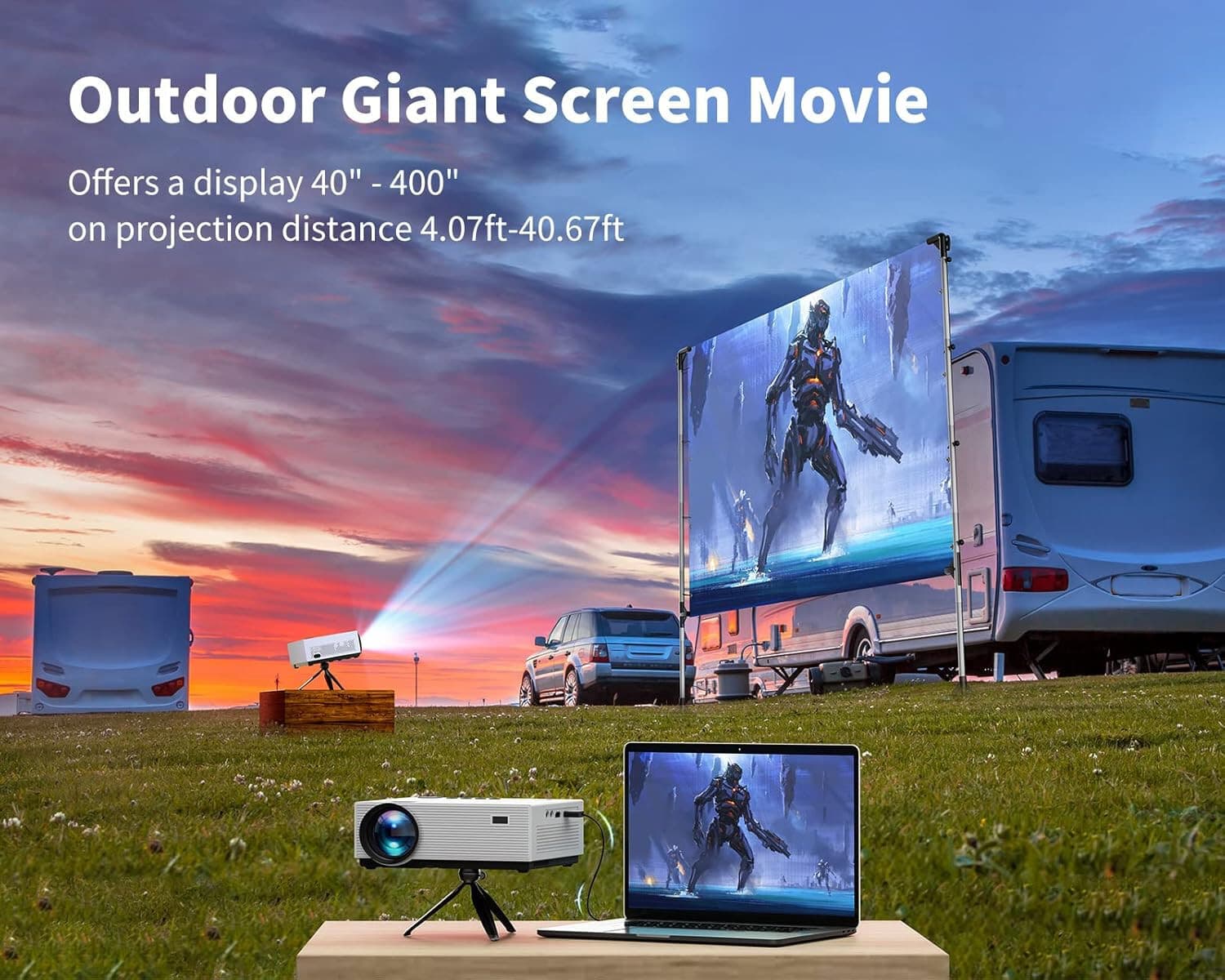 9500 Lumens Projector with 5G WiFi & Bluetooth, Native 1080P, 4K Support - Thumbnail 4