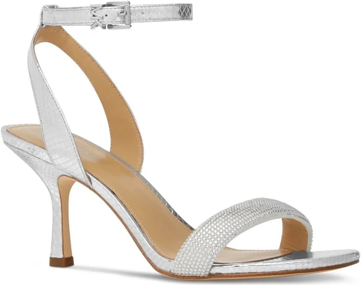 Michael Kors Carrie 75mm Rhinestone-Embellished Women's Leather Sandals Size 8.5 - Thumbnail 2