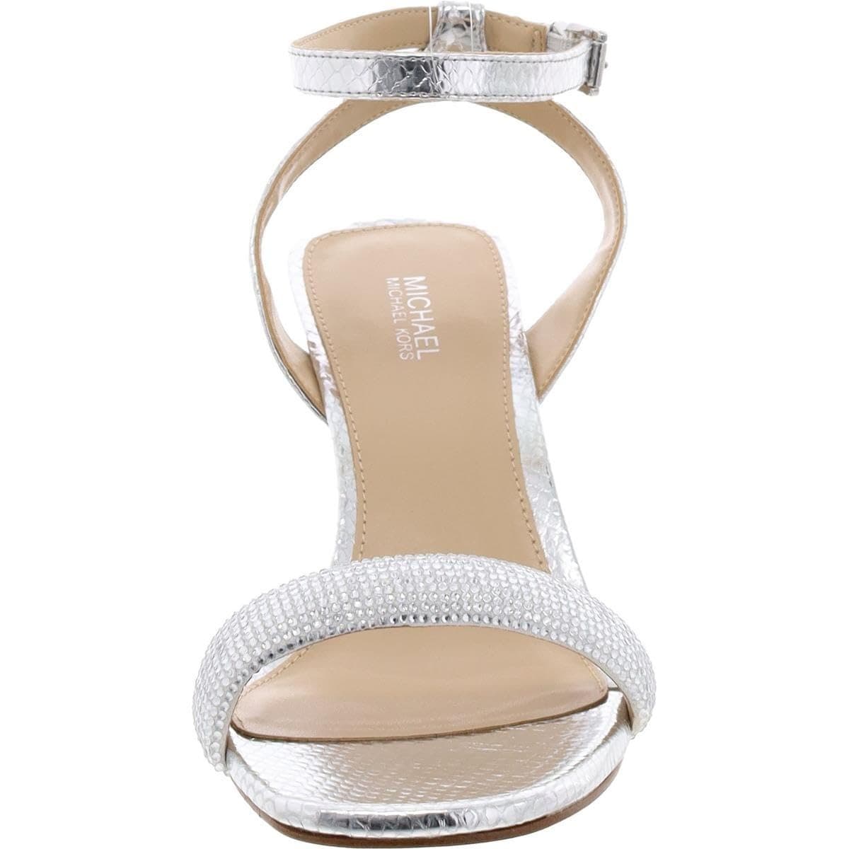 Michael Kors Carrie 75mm Rhinestone-Embellished Women's Leather Sandals Size 8.5 - Thumbnail 4