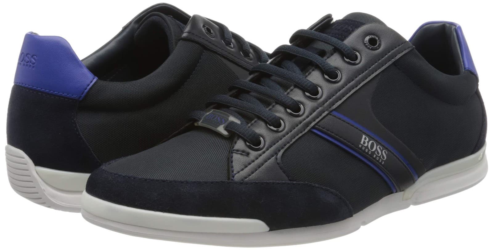 HUGO BOSS MENS BLACK BLUE SHOES MEN SATURN LOWP MX A 50471235 Size 10 M - Image 1