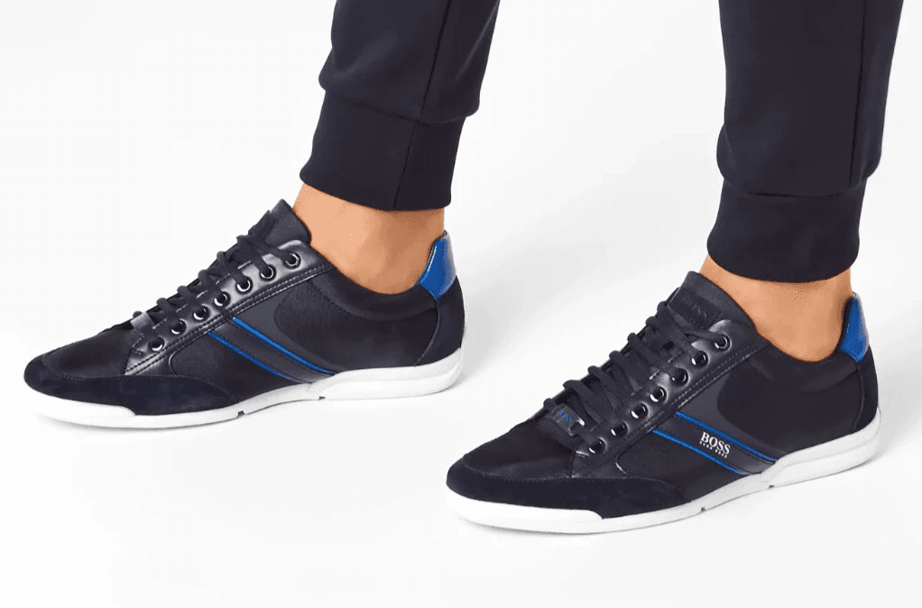 HUGO BOSS MENS BLACK BLUE SHOES MEN SATURN LOWP MX A 50471235 Size 10 M - Thumbnail 10
