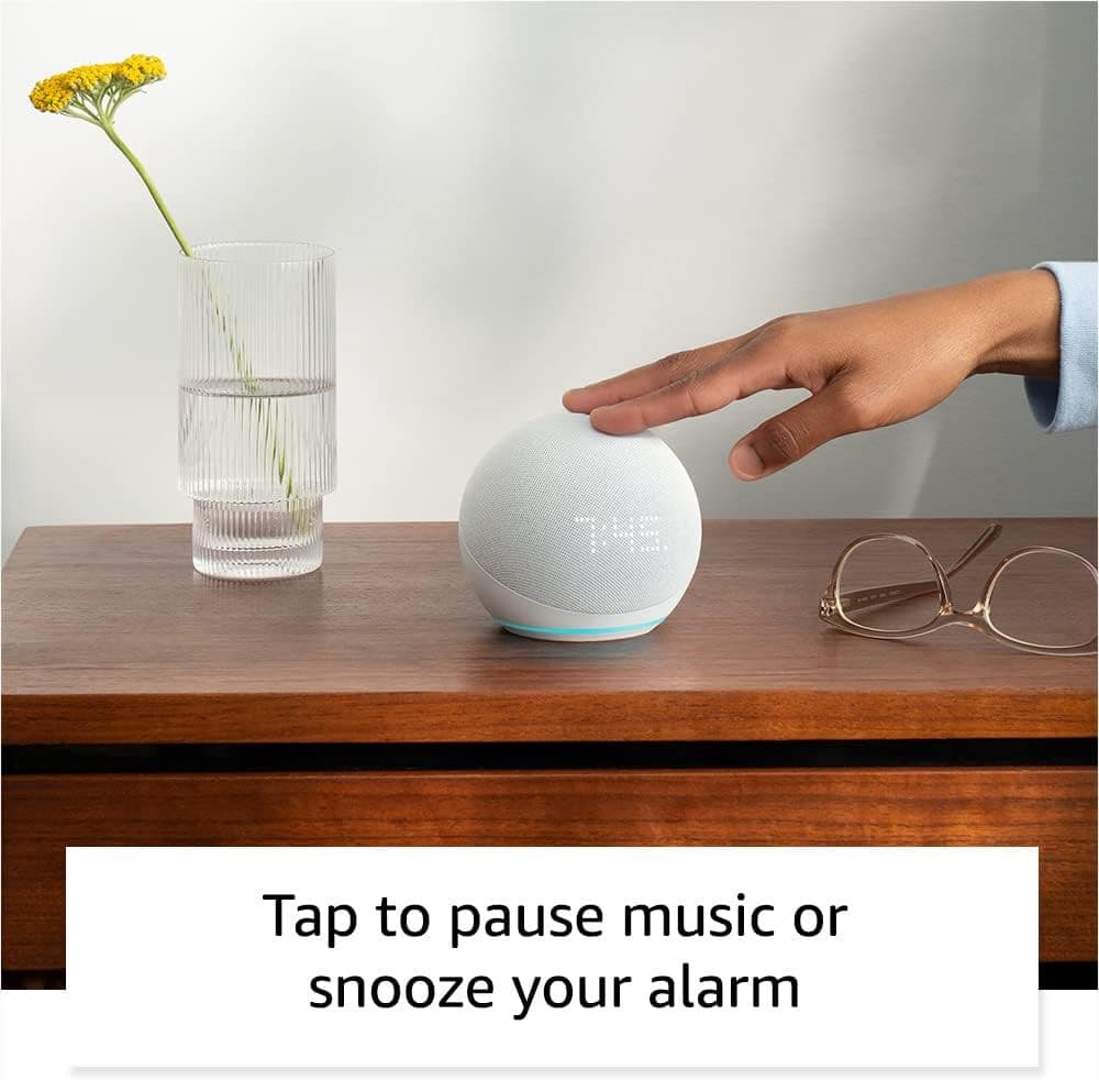Amazon Echo Dot (5th Gen 2022) - Smart Speaker with Clock and Alexa - Glacier - Thumbnail 5