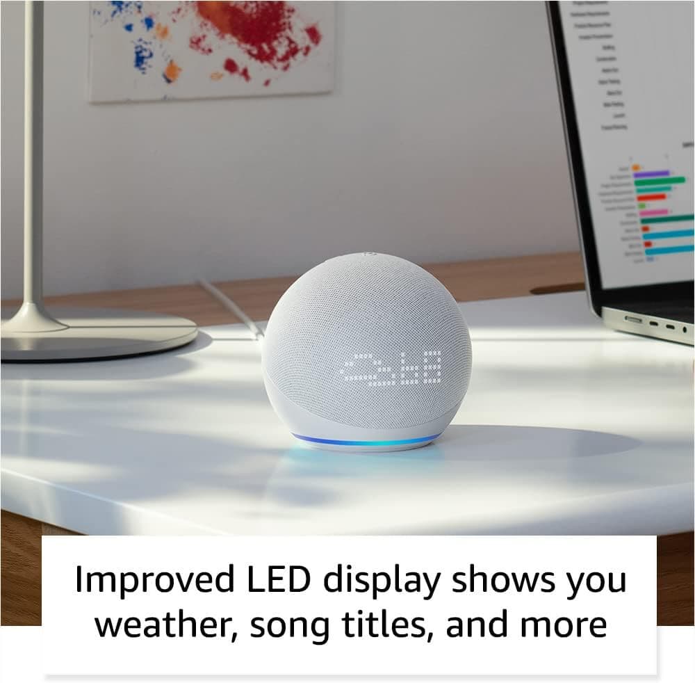 Amazon Echo Dot (5th Gen 2022) - Smart Speaker with Clock and Alexa - Glacier - Thumbnail 7