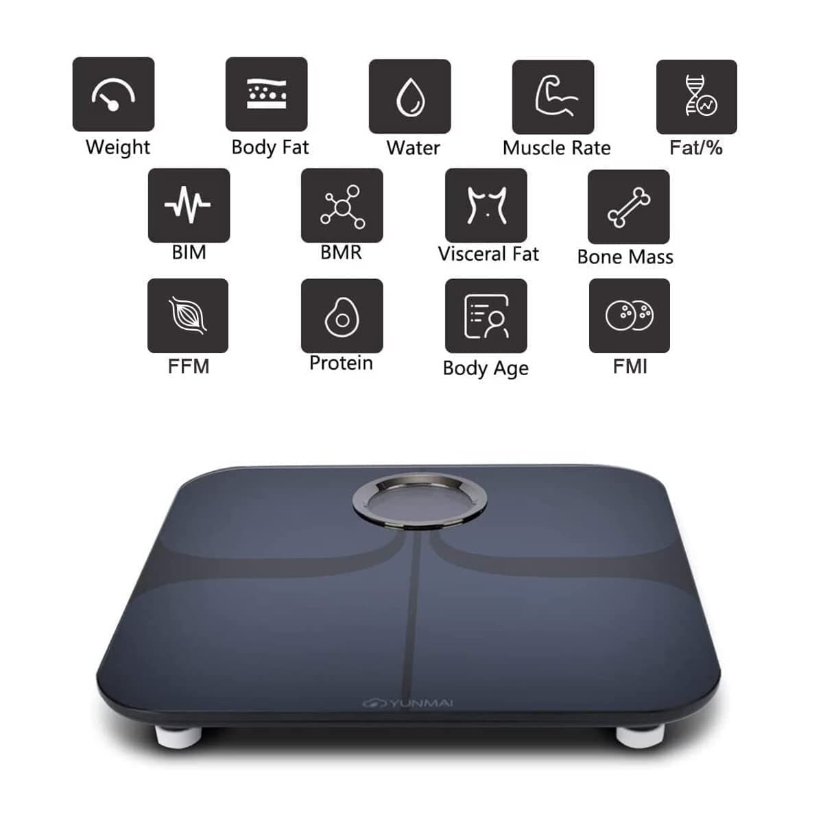 YUNMAI Premium Bluetooth Smart Body Fat Scale- IOS Android Fitbit Apple Health - Thumbnail 2