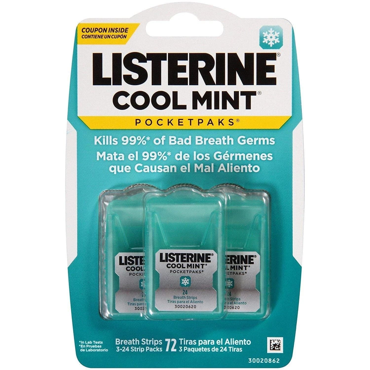 Listerine Cool Mint Pocketpaks Breath Strips 24-24-Strip Pack Total 576 Strips - Thumbnail 2