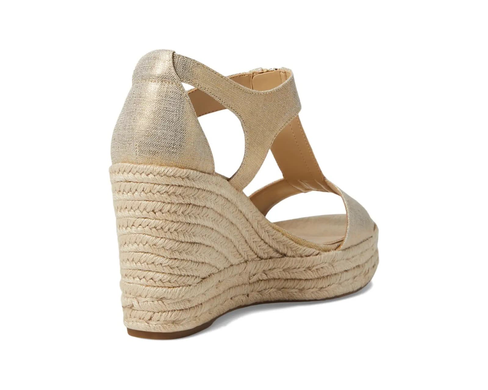 Michael Kors Sandals Womens Berkley Espadrille Pale Gold Casual Wedge Heels 7 M - Thumbnail 4