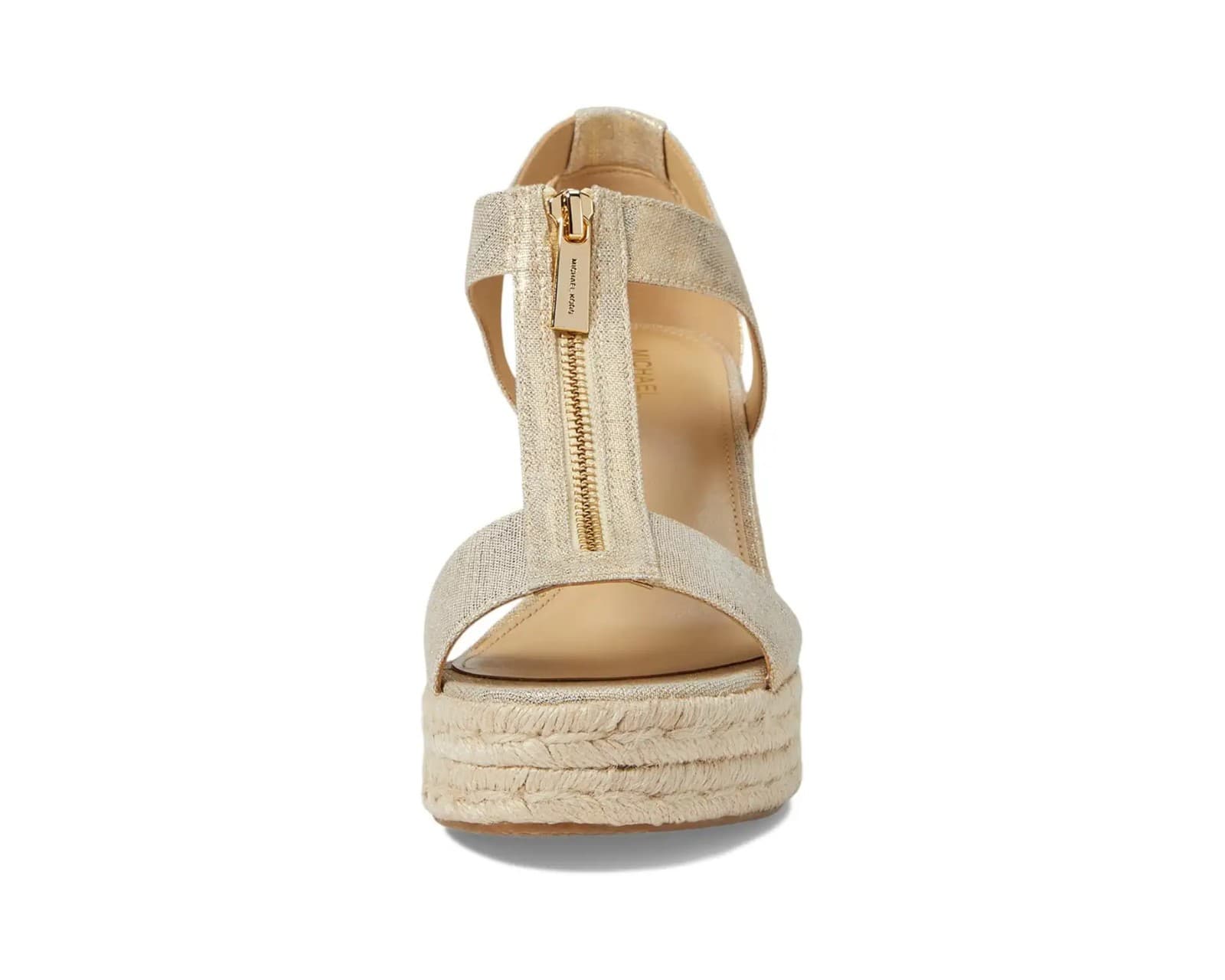 Michael Kors Sandals Womens Berkley Espadrille Pale Gold Casual Wedge Heels 7 M - Thumbnail 5