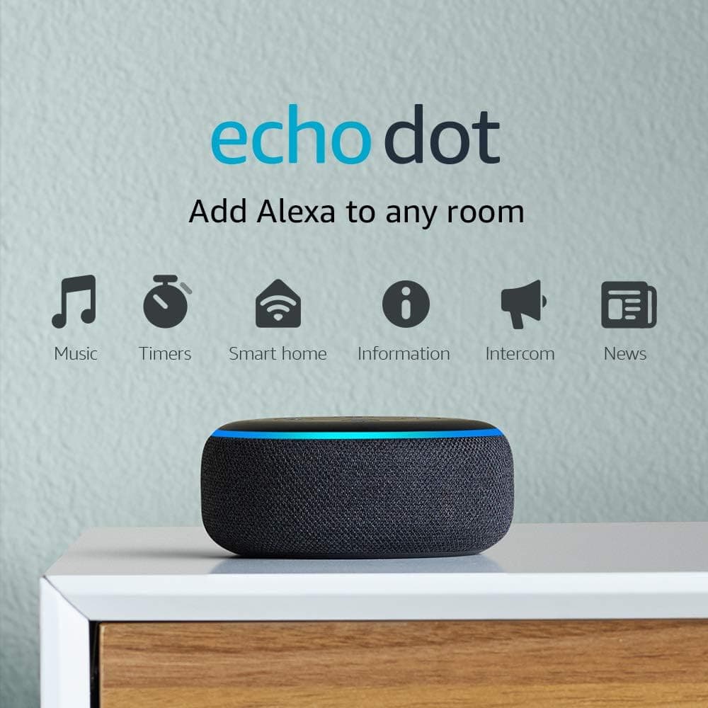 NEW Amazon ECHO DOT Smart Speaker 3rd Gen Charcoal & Power Adapter Sealed in Box - Thumbnail 2