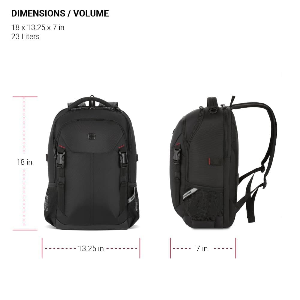 SwissGear Civic Pro Laptop Backpack, Black 5213 , 18"x13.25"x7 - Thumbnail 2