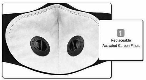 Cycling Face Mask with Activated Carbon Filter Valves Sports Reusable 1 & 2 Pack - Thumbnail 6