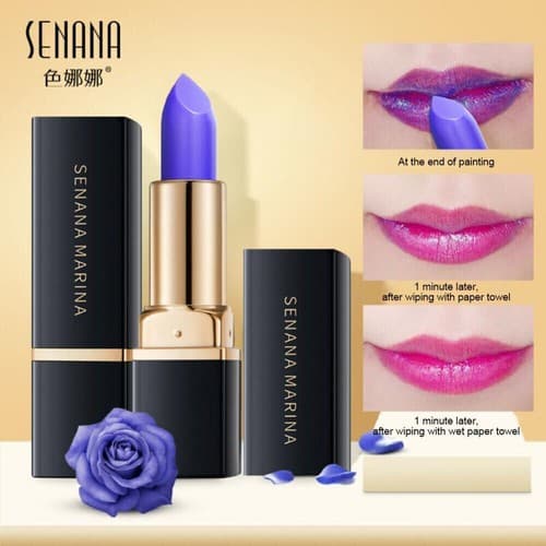 Blue-Rose Temperature Changing Lipstick, Moisturizer Hydrating Blue to pink - Thumbnail 3
