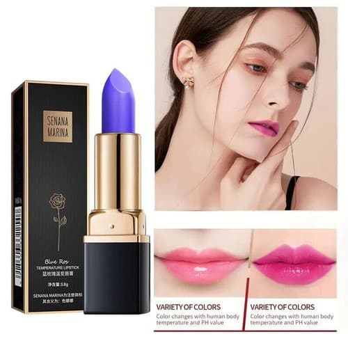 Blue-Rose Temperature Changing Lipstick, Moisturizer Hydrating Blue to pink - Thumbnail 2