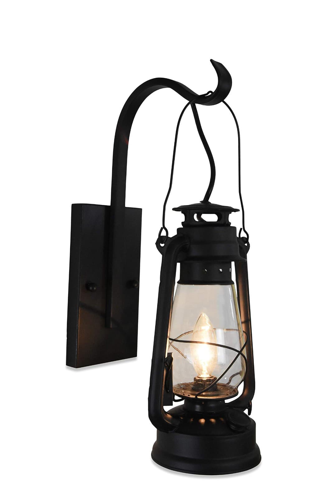 Lantern Wall Sconce Large Hurricane Glass Brown 20 tall x 10 deep x 7.5 wide - Image 1