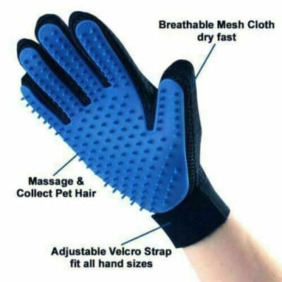 Gentle Deshedding Hair Fur Removal Pet Grooming Glove with Training Whistle - Thumbnail 4