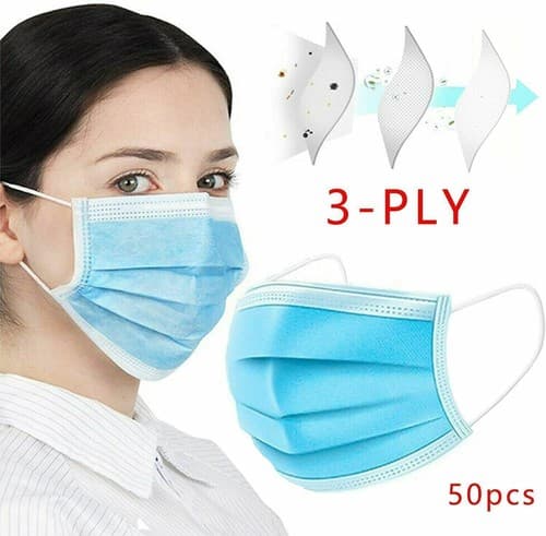 50 Pcs Disposable Medical Surgical Dental 3-Ply Earloop Mouth Cover Face Mask - Thumbnail 3