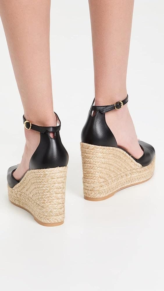 Stuart Weitzman Nudist Espadrille Wedge Sandal Black Size 8C Wide - Thumbnail 9