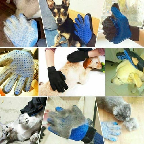 Gentle Deshedding Hair Fur Removal Pet Grooming Glove with Training Whistle - Thumbnail 3