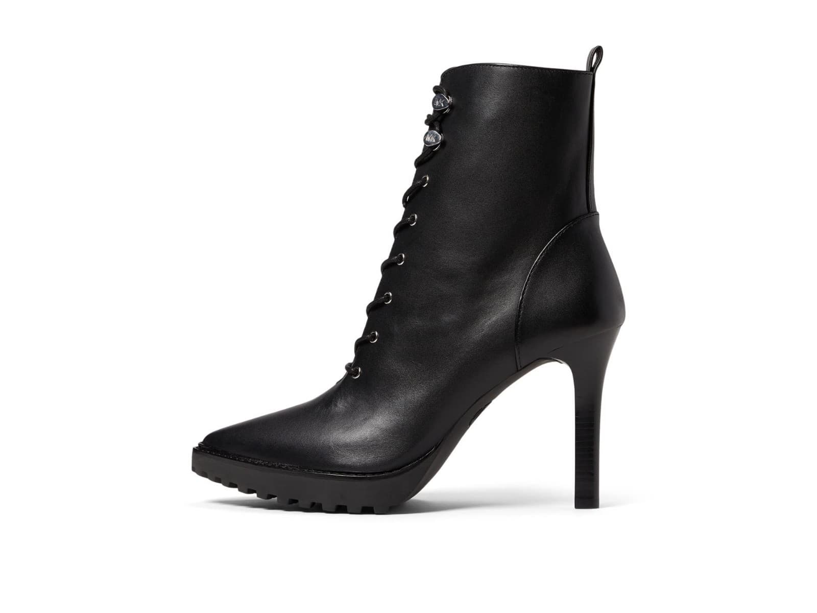 Michael Kors Kyle Lace Up Bootie Black Leather Zip Logo Ankle Boots US 8 M - Thumbnail 2