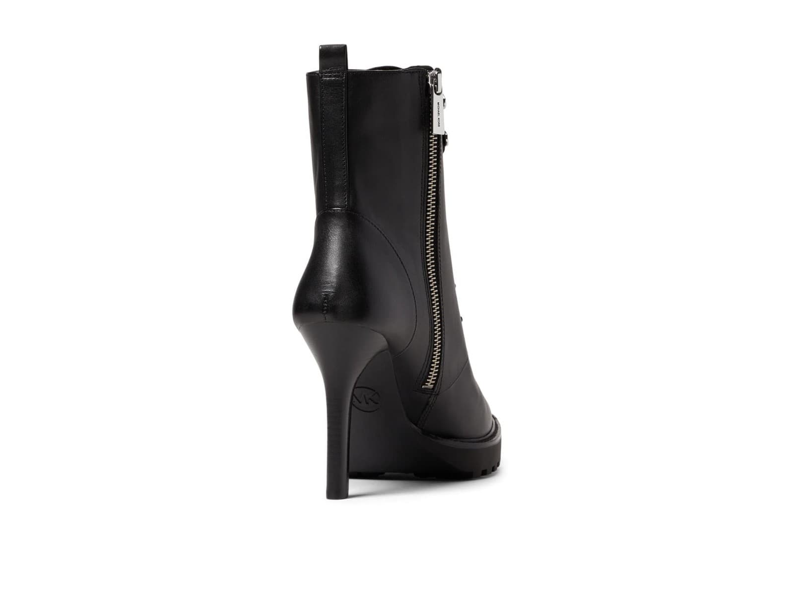Michael Kors Kyle Lace Up Bootie Black Leather Zip Logo Ankle Boots US 8 M - Thumbnail 3