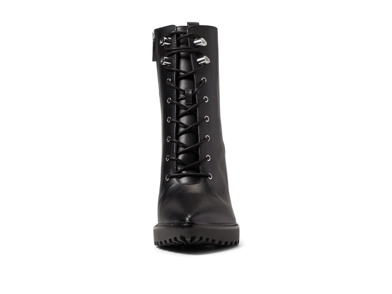 Michael Kors Kyle Lace Up Bootie Black Leather Zip Logo Ankle Boots US 8 M - Thumbnail 4