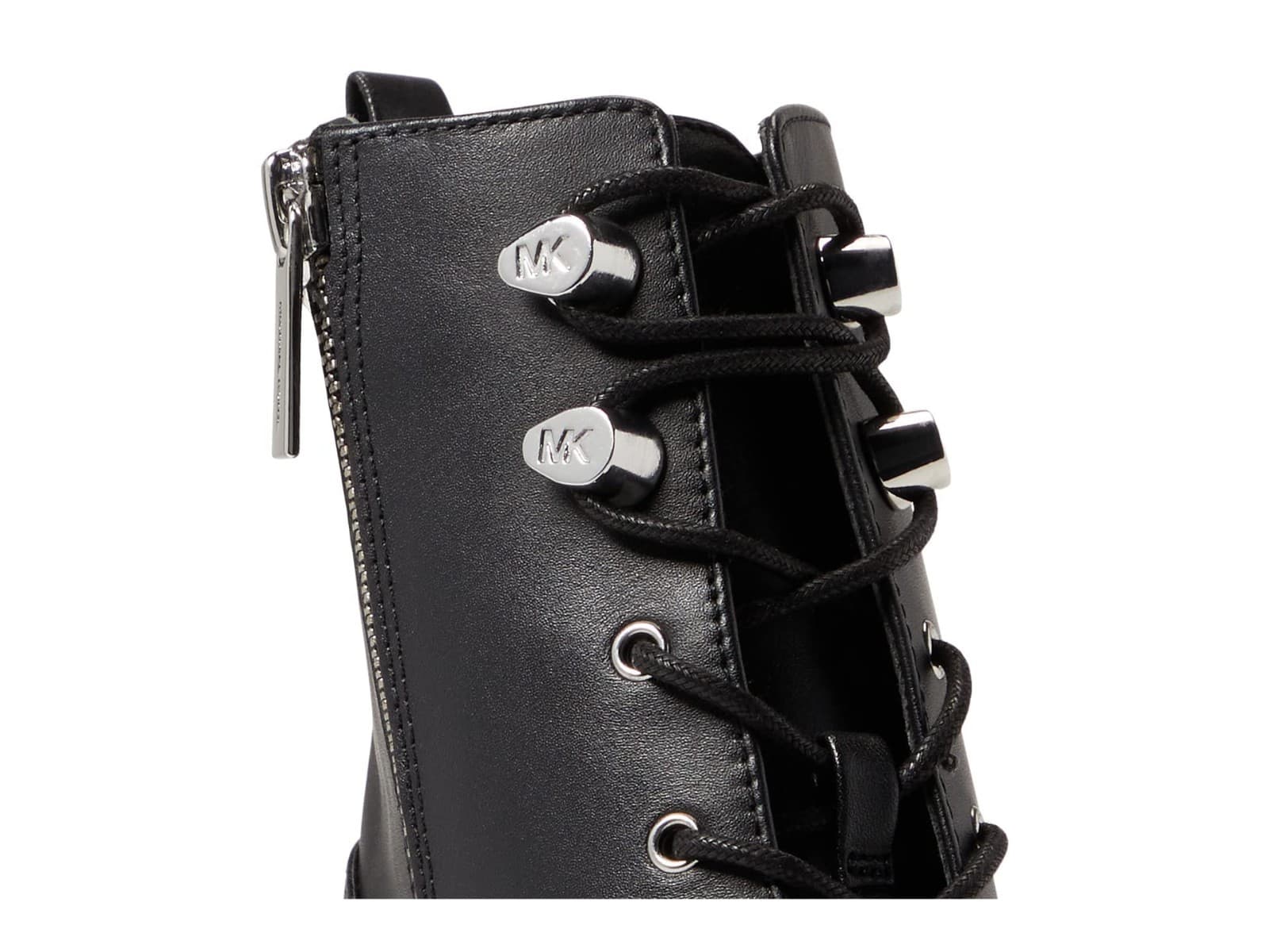 Michael Kors Kyle Lace Up Bootie Black Leather Zip Logo Ankle Boots US 8 M - Thumbnail 5