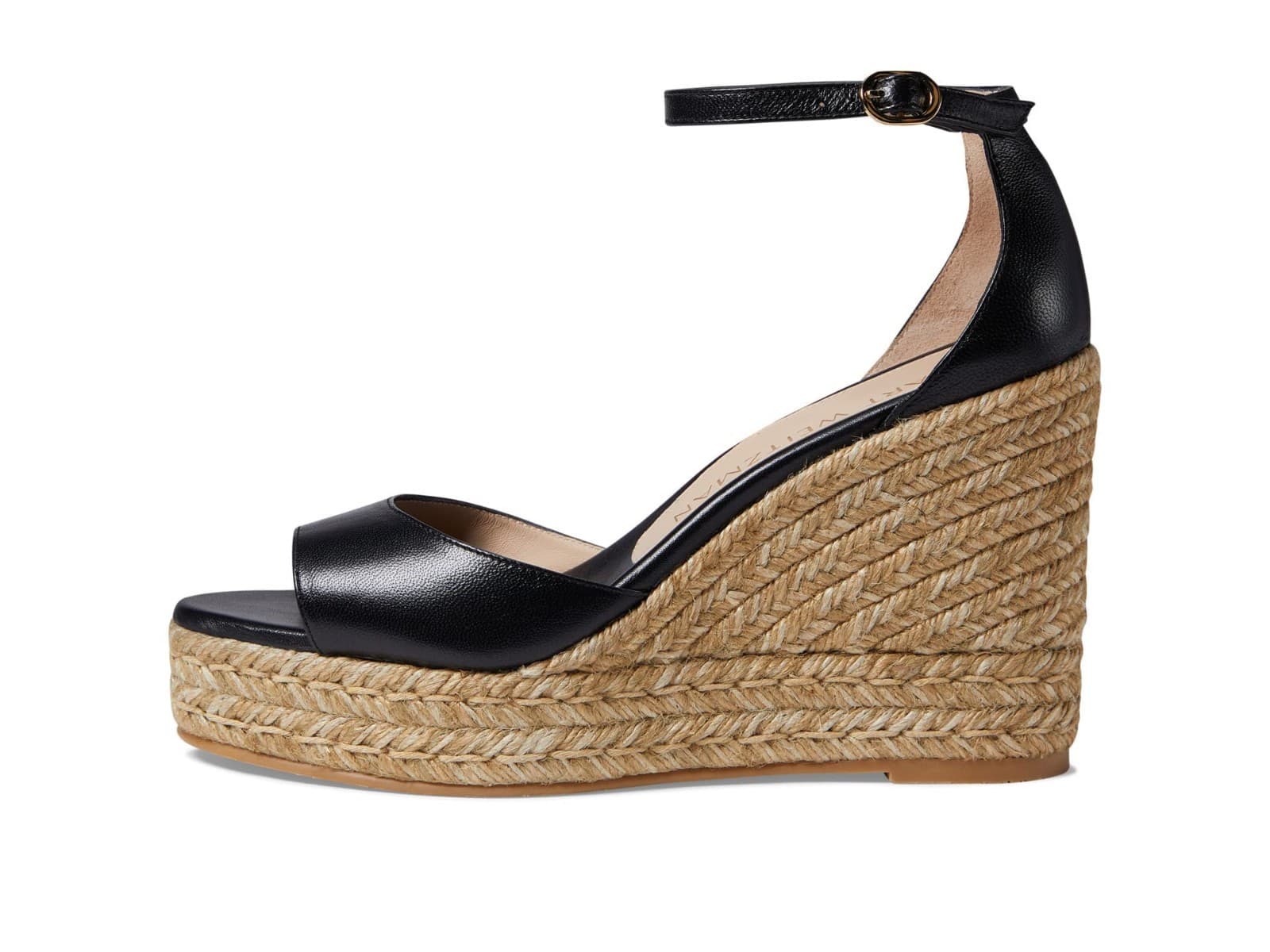 Stuart Weitzman Nudist Espadrille Wedge Sandal Black Size 8C Wide - Thumbnail 2