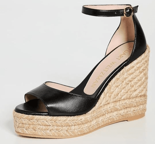 Stuart Weitzman Nudist Espadrille Wedge Sandal Black Size 8C Wide - Thumbnail 3